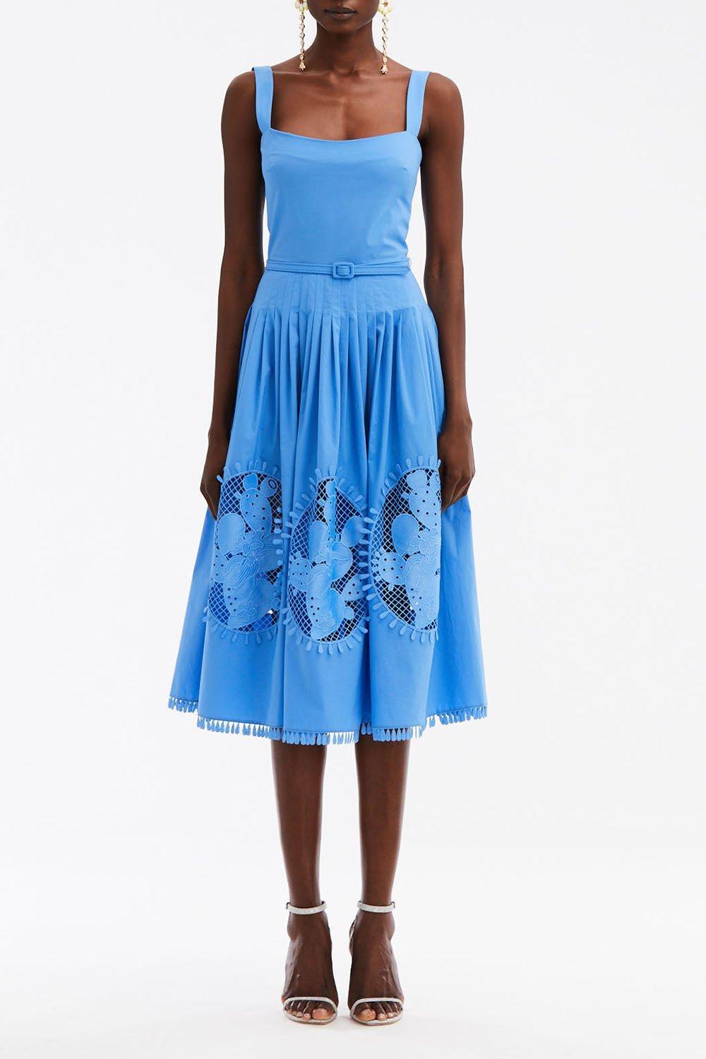OSCAR DE LA RENTA-Sleeveless Applique Dress-