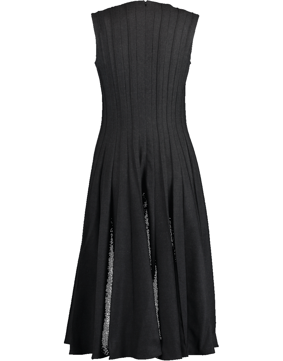 OSCAR DE LA RENTA-Wool Flannel Midi Dress-CHARCOAL