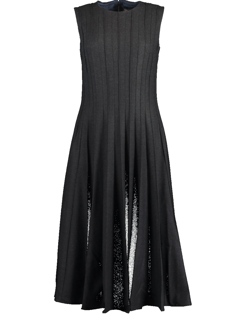 OSCAR DE LA RENTA-Wool Flannel Midi Dress-CHARCOAL