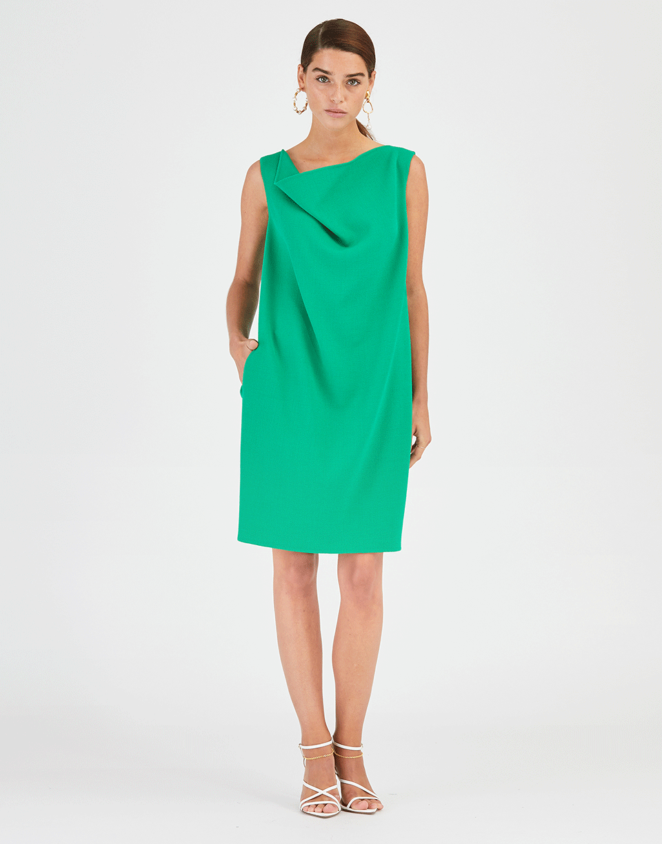 OSCAR DE LA RENTA-Cowl Neck Shift Dress-