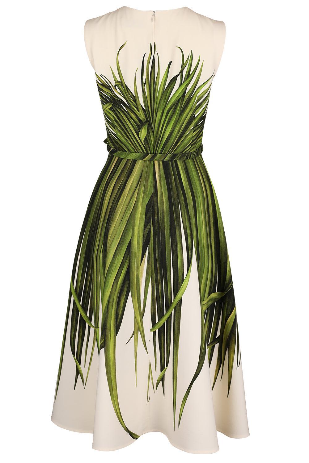 Palm Leaves Dress-CREAM-6-CLOTHINGDRESSCASUAL-OSCAR DE LA RENTA