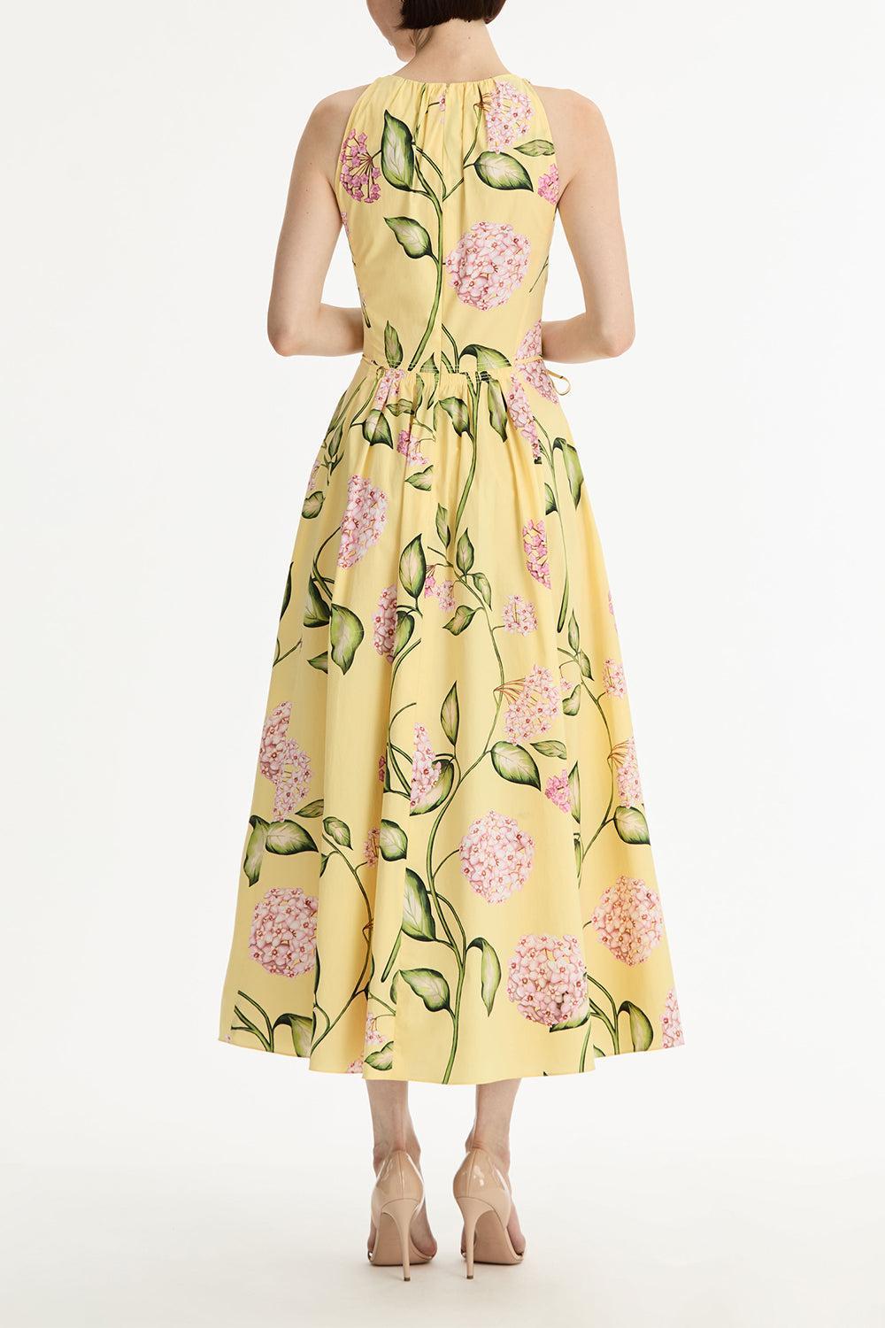 Sleeveless Floral Tie Waist Day Dress-FLORAL-2-CLOTHINGDRESSCASUAL-OSCAR DE LA RENTA