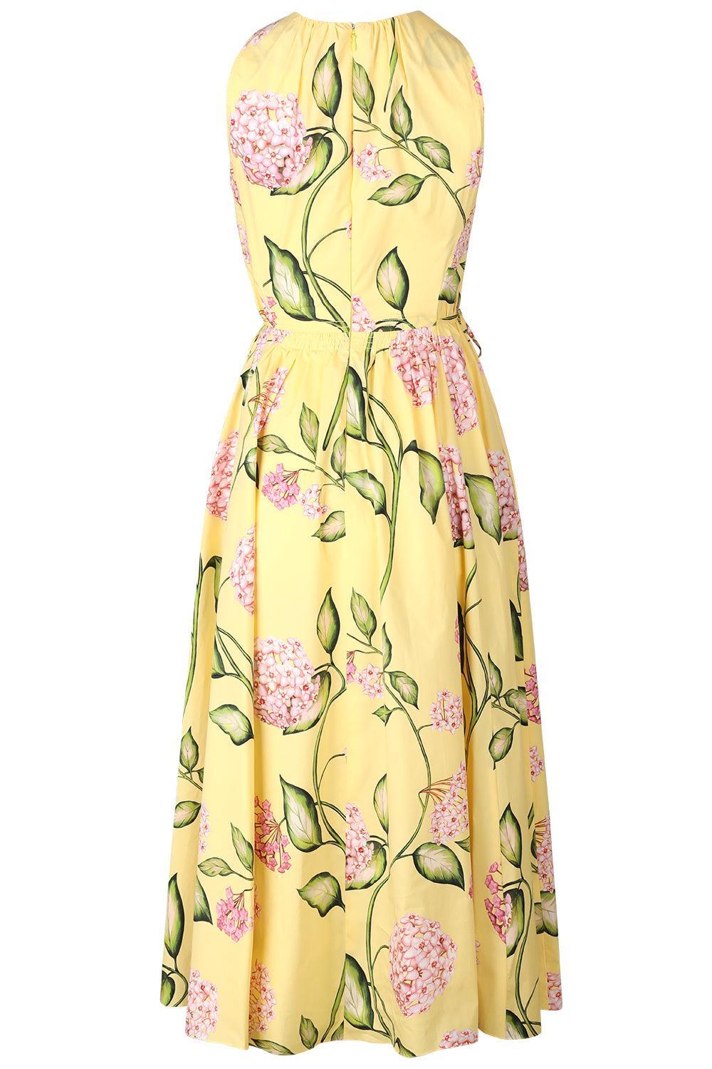 Sleeveless Floral Tie Waist Day Dress-FLORAL-2-CLOTHINGDRESSCASUAL-OSCAR DE LA RENTA
