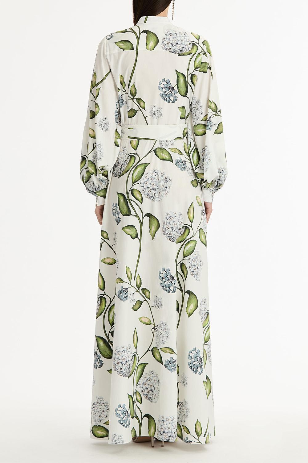 Long Sleeve Porcelain Flowers Caftan-FLORAL-XS-CLOTHINGDRESSCASUAL-OSCAR DE LA RENTA