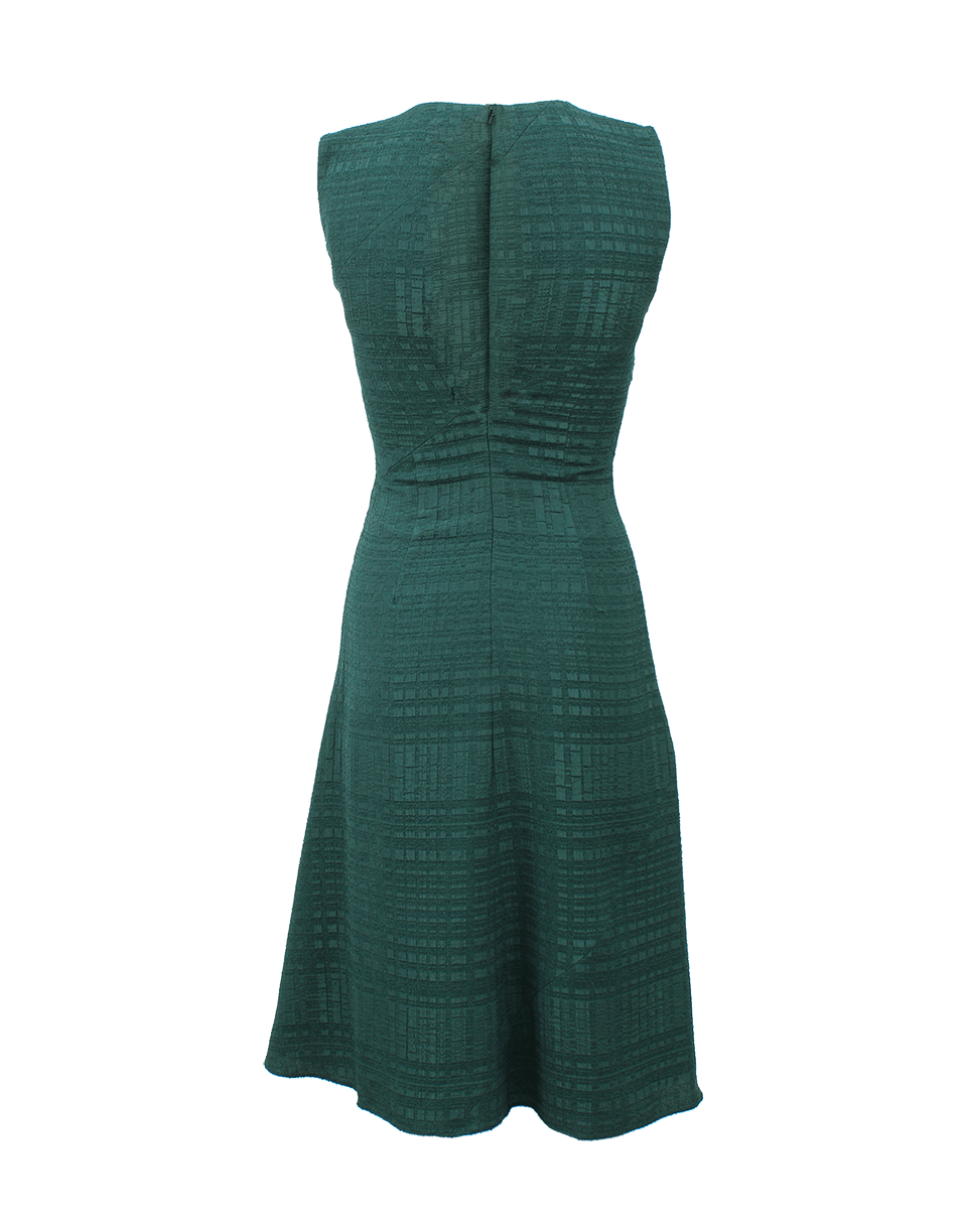 OSCAR DE LA RENTA-Jewel Neck Flared Skirt Dress-