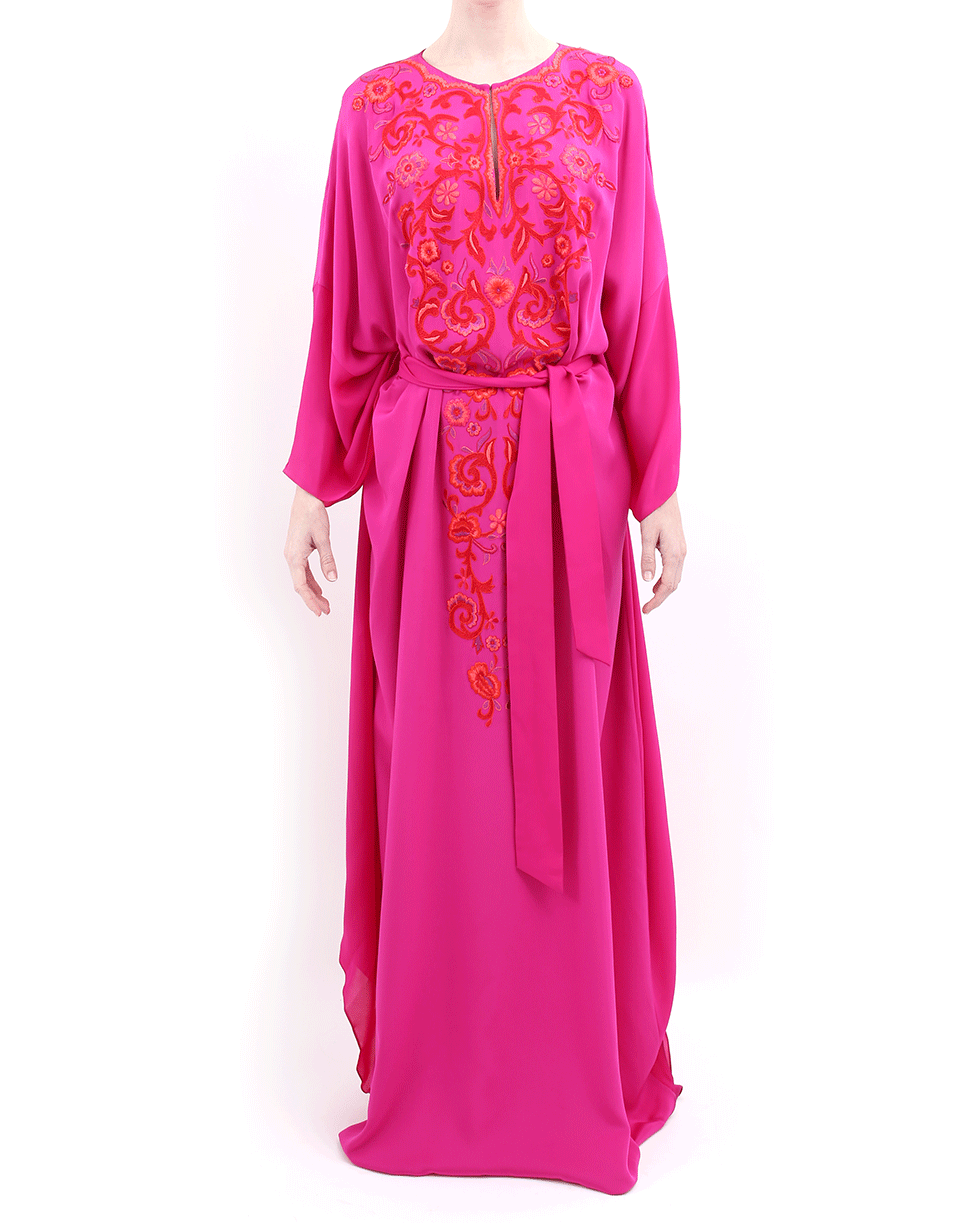 OSCAR DE LA RENTA-Embroidered Caftan-FUCHIA
