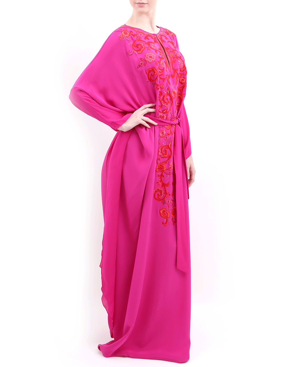 OSCAR DE LA RENTA-Embroidered Caftan-FUCHIA