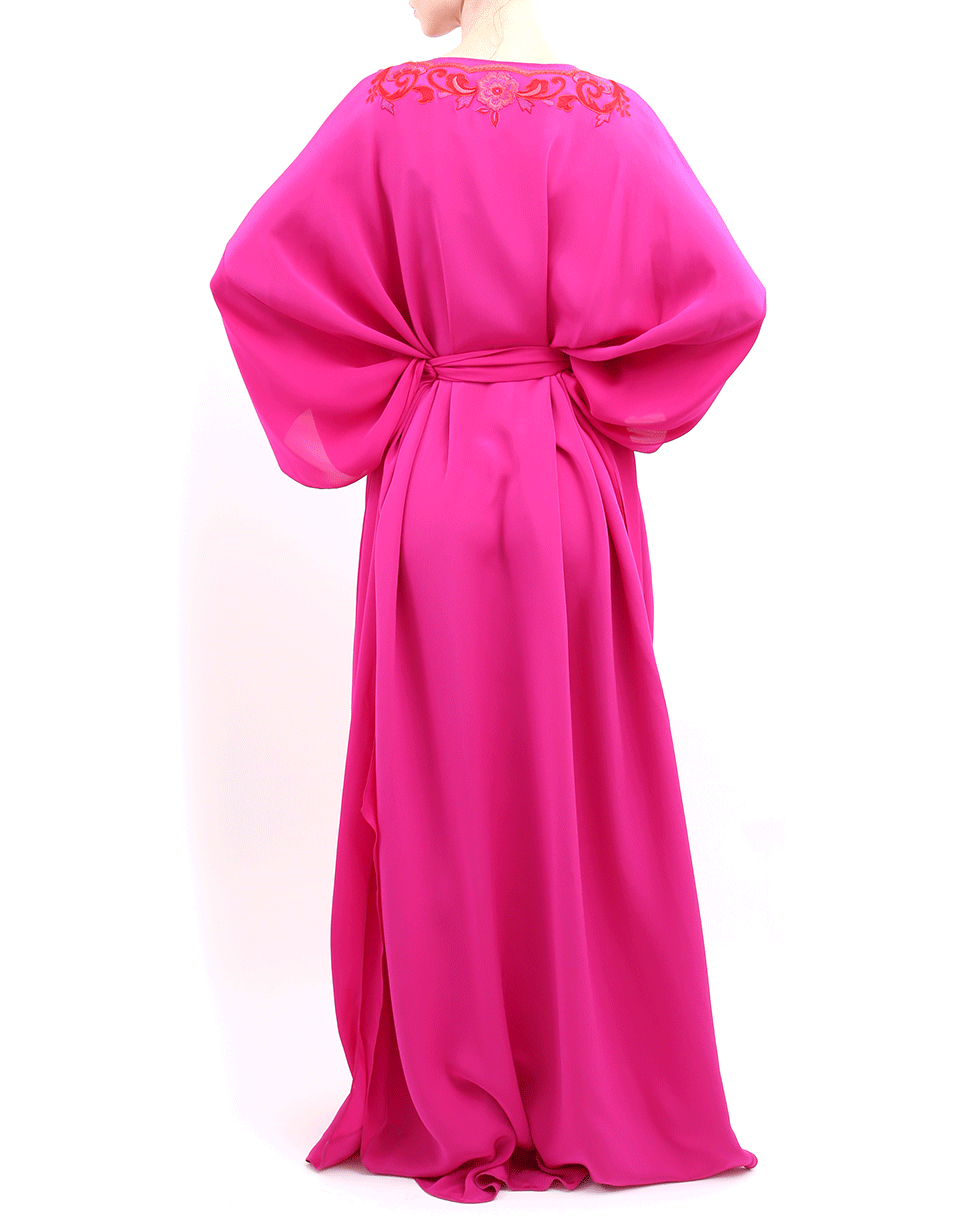 OSCAR DE LA RENTA-Embroidered Caftan-FUCHIA