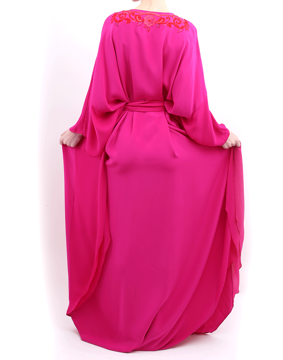 OSCAR DE LA RENTA-Embroidered Caftan-FUCHIA