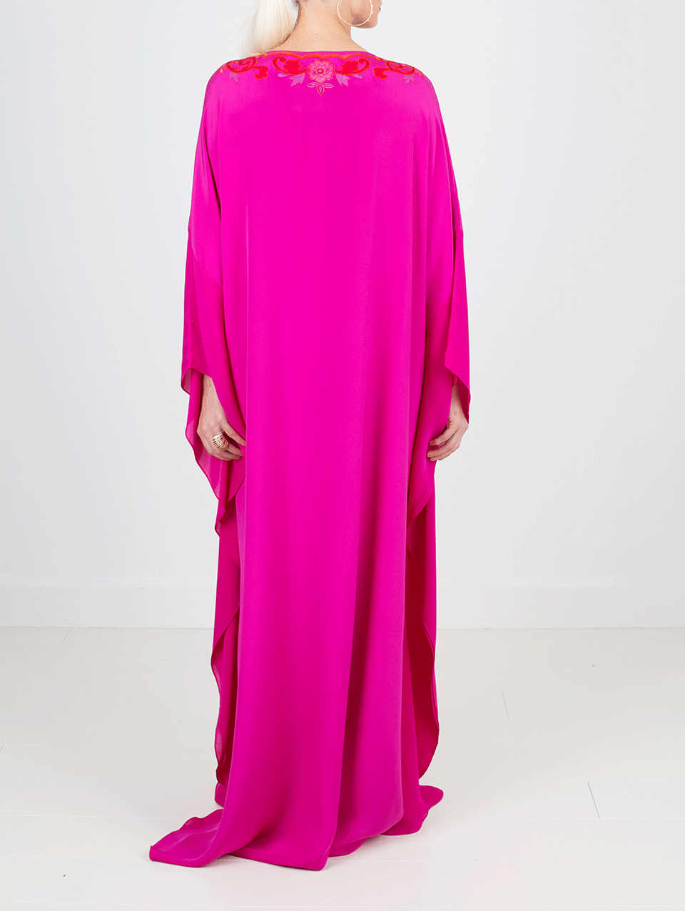 OSCAR DE LA RENTA-Embroidered Caftan-FUCHIA