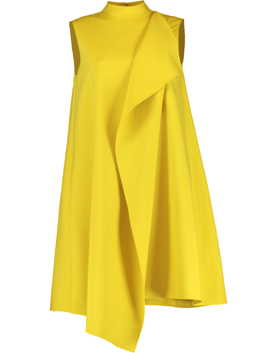 OSCAR DE LA RENTA-High Neck Drape Front Dress-