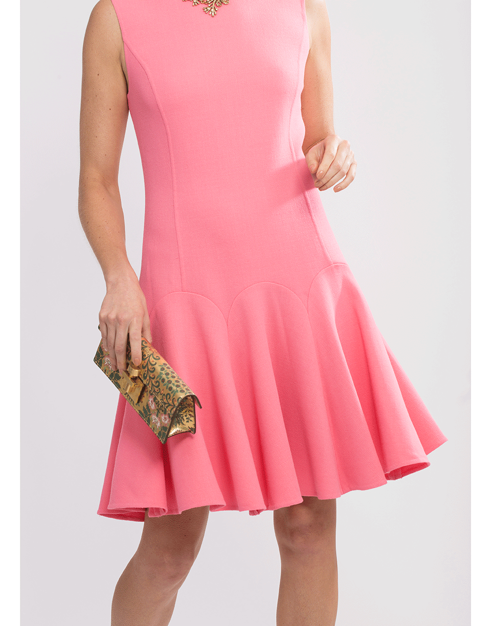 OSCAR DE LA RENTA-Sleeveless Flounce Shift Dress-
