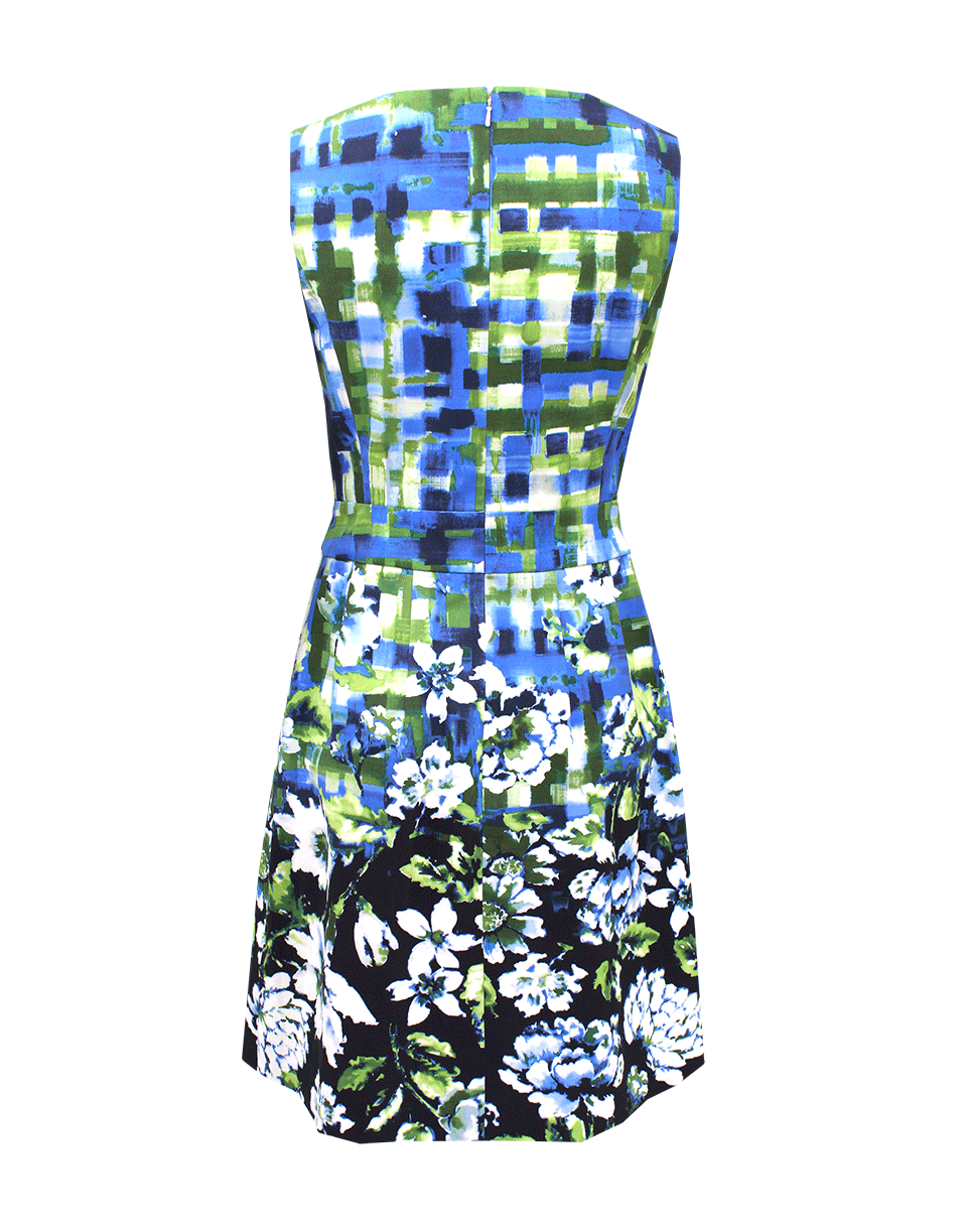 OSCAR DE LA RENTA-Sleeveless Inverted Pleat Print Dress-