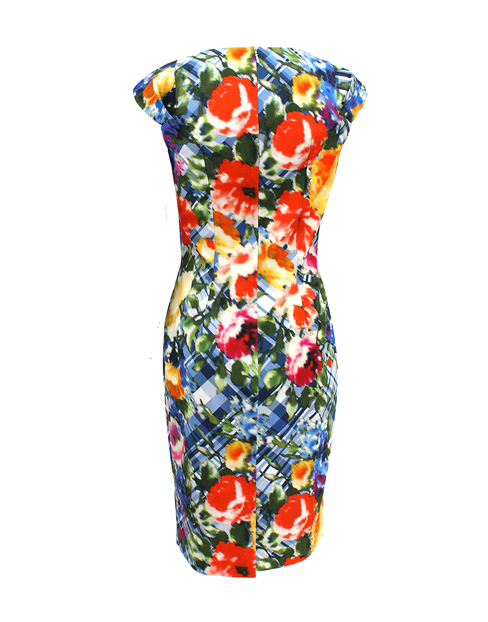 OSCAR DE LA RENTA-V-Neck Twist Front Slim Dress-