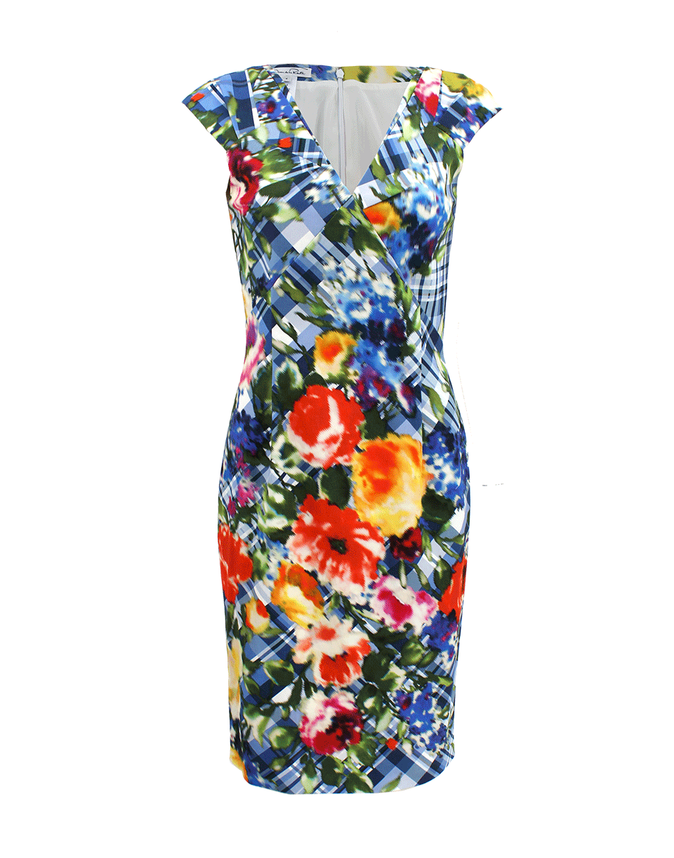 OSCAR DE LA RENTA-V-Neck Twist Front Slim Dress-