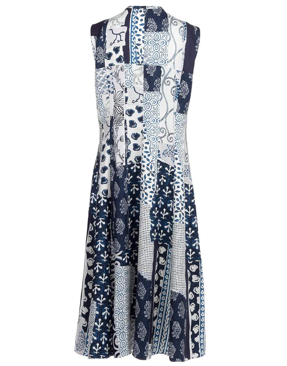 OSCAR DE LA RENTA-Patchwork Silk Shirt Dress-