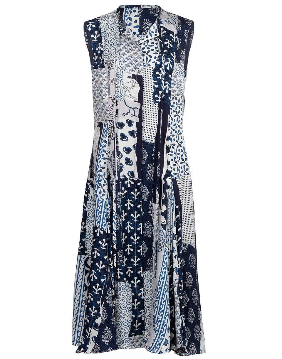 OSCAR DE LA RENTA-Patchwork Silk Shirt Dress-