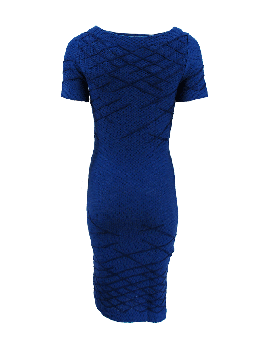 OSCAR DE LA RENTA-Short Sleeve Bateau Neck Dress-
