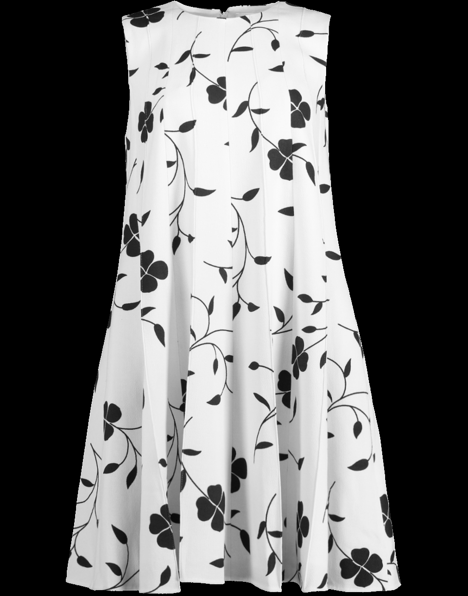 OSCAR DE LA RENTA-Ivory Floral Print Swing Dress-