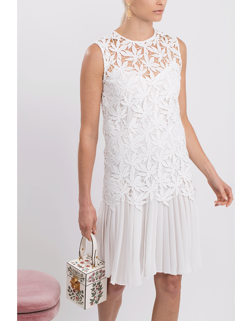 OSCAR DE LA RENTA-Macramé Maple Leaf Shift Dress-