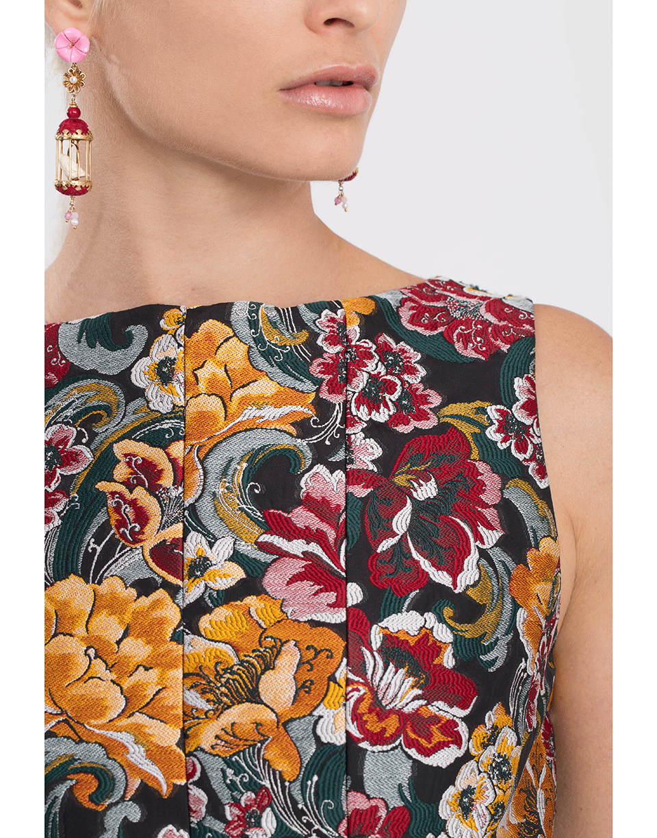 OSCAR DE LA RENTA-Floral Jacquard Midi Dress-JUNIPER