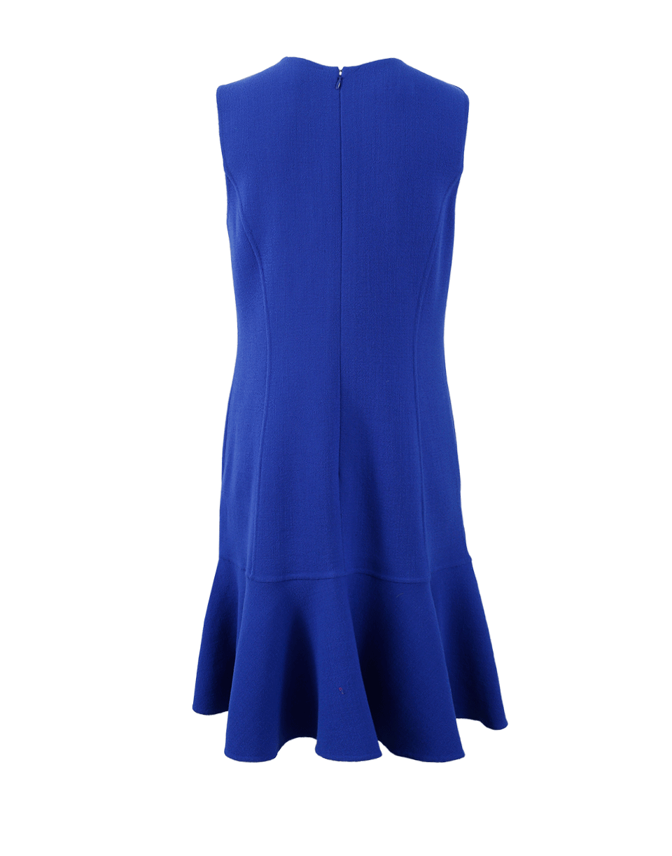 OSCAR DE LA RENTA-Flounce Hem Crepe Dress-LAPIS