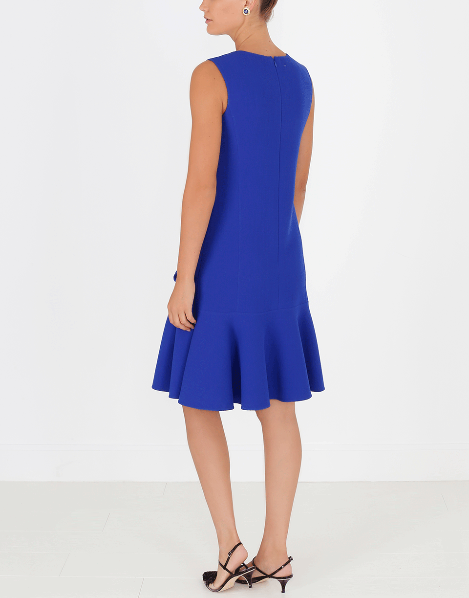 OSCAR DE LA RENTA-Flounce Hem Crepe Dress-LAPIS