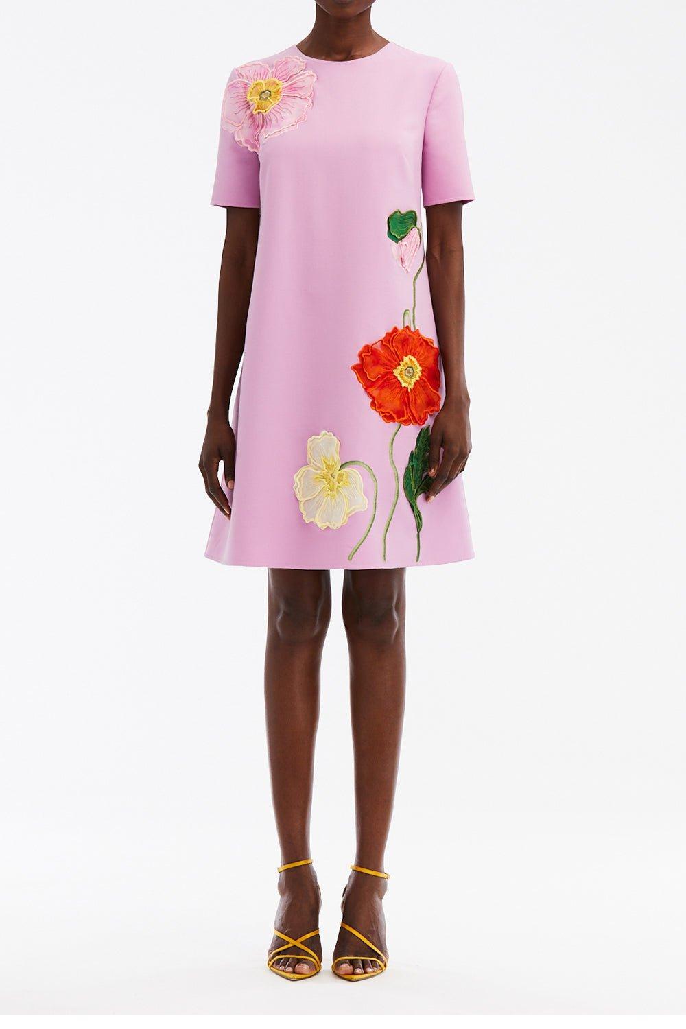 OSCAR DE LA RENTA-Painted Poppies Shift Dress - Lupine-
