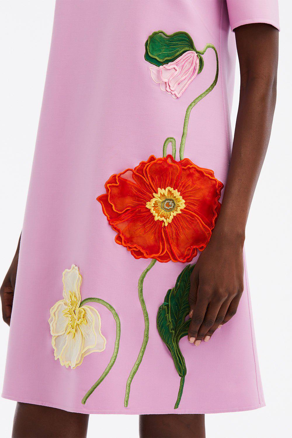 OSCAR DE LA RENTA-Painted Poppies Shift Dress - Lupine-