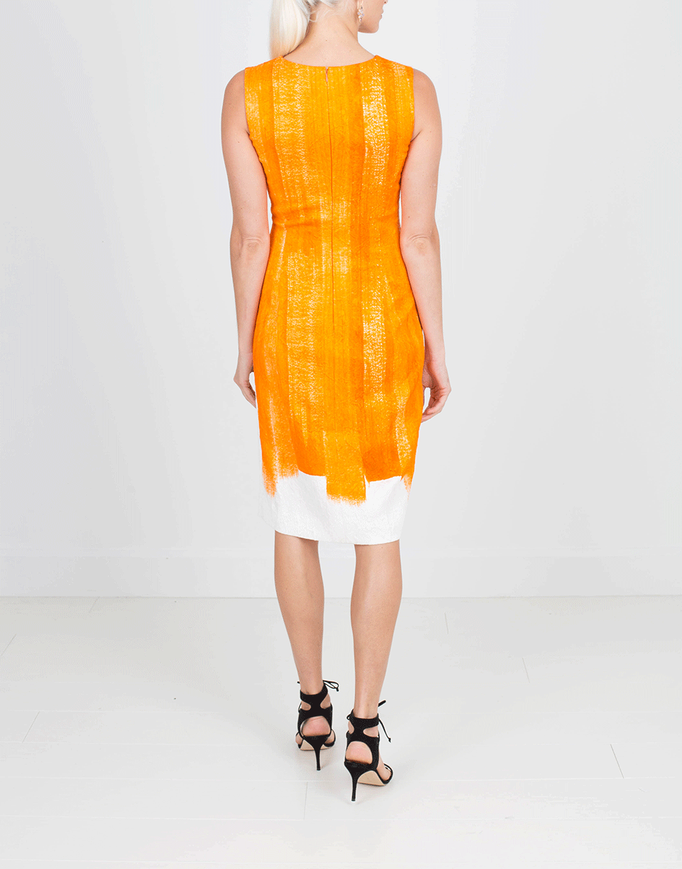 OSCAR DE LA RENTA-Slim Brush Stroke Printed Dress-