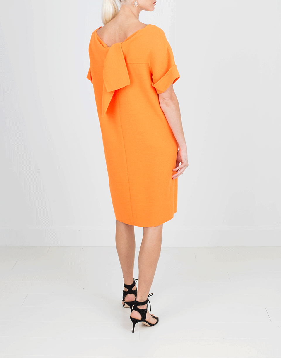 OSCAR DE LA RENTA-Bateau Back Tied Neckline Dress-