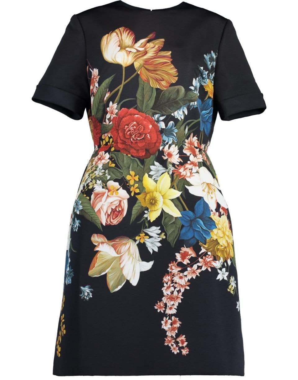 OSCAR DE LA RENTA-A-Line Floral Print Dress-MIDNIGHT