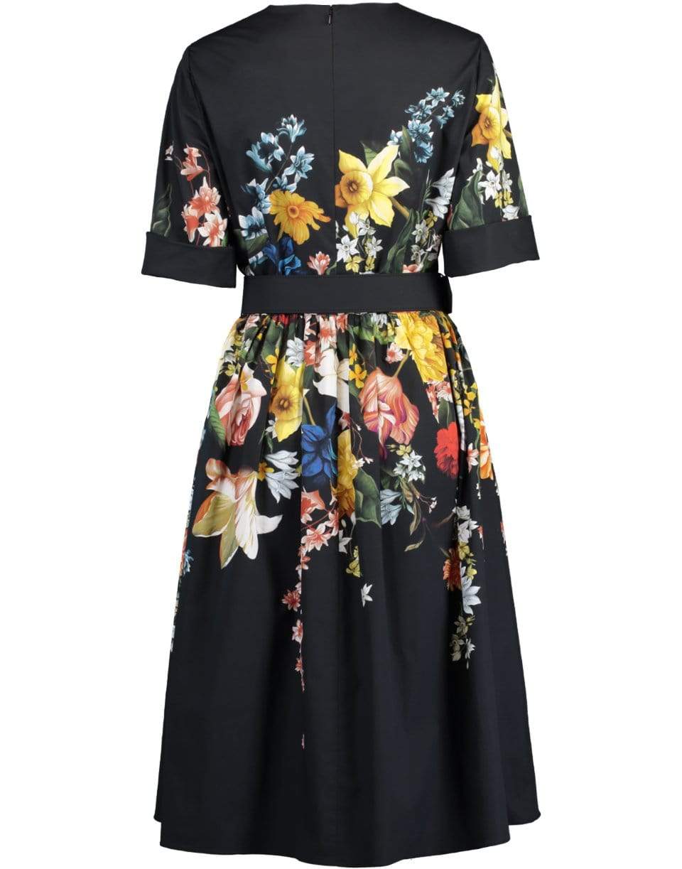 OSCAR DE LA RENTA-Cotton Floral Print Day Dress-
