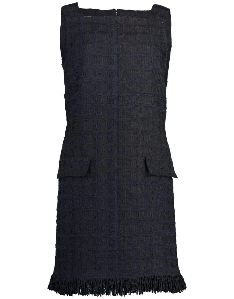 OSCAR DE LA RENTA-Sleeveless Square Neck Shift Dress-