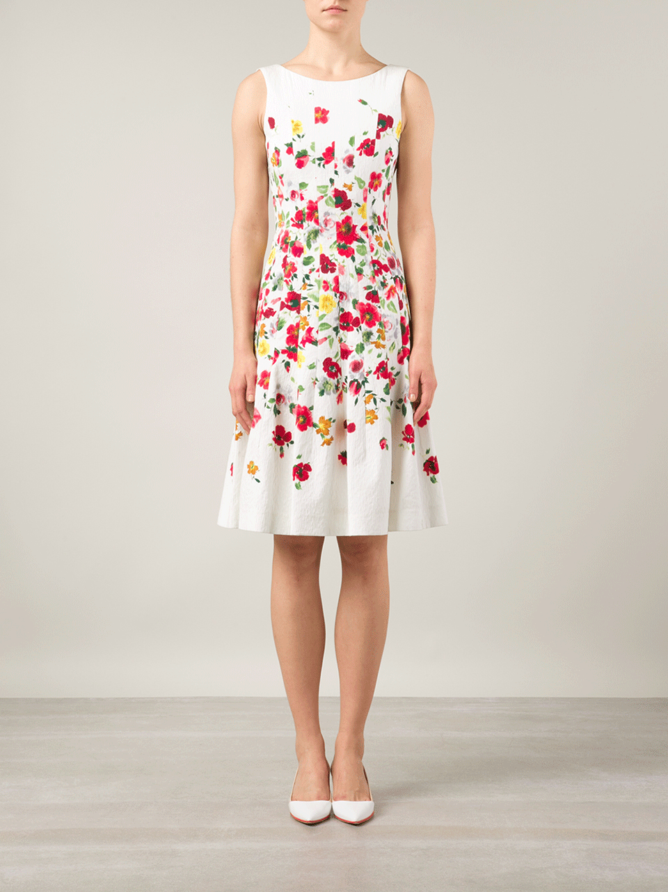 OSCAR DE LA RENTA-Floral Cloque Dress-