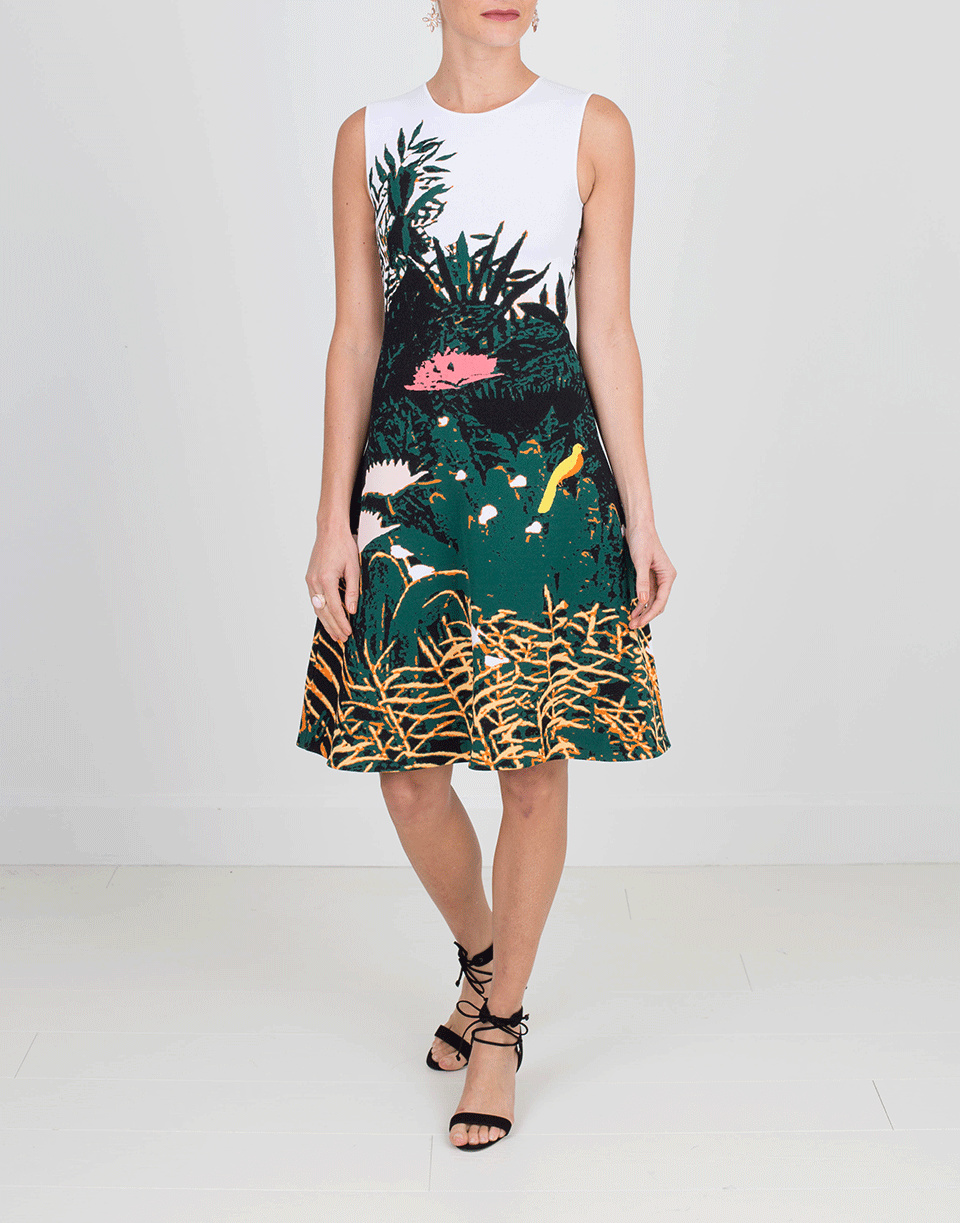 OSCAR DE LA RENTA-Fit And Flare Intarsia Dress-