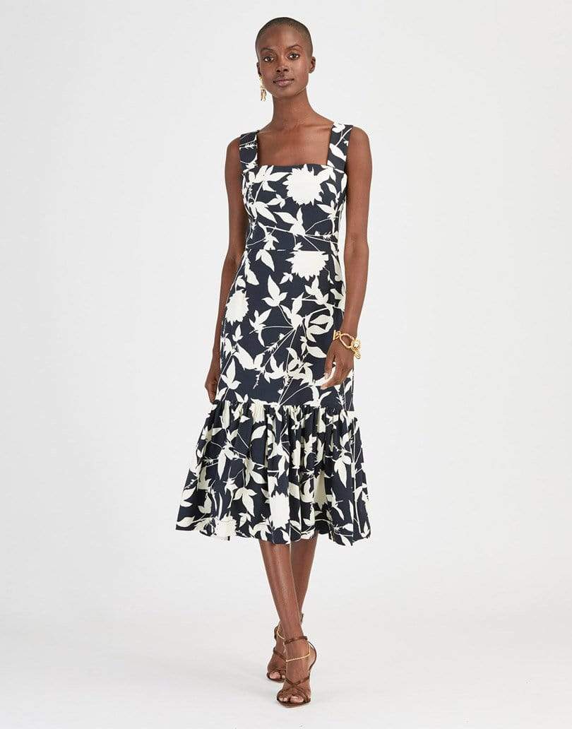 OSCAR DE LA RENTA-Flounce Bottom Print Dress-