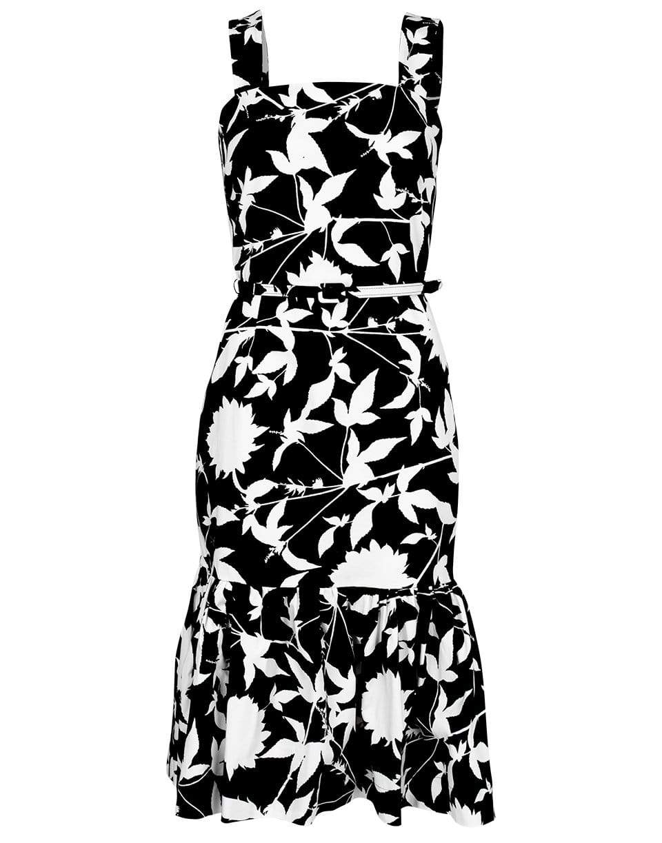 OSCAR DE LA RENTA-Flounce Bottom Print Dress-