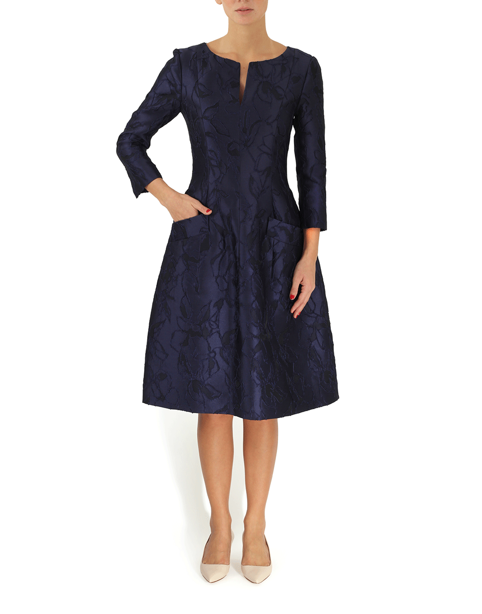 OSCAR DE LA RENTA-Split Neck Dress-