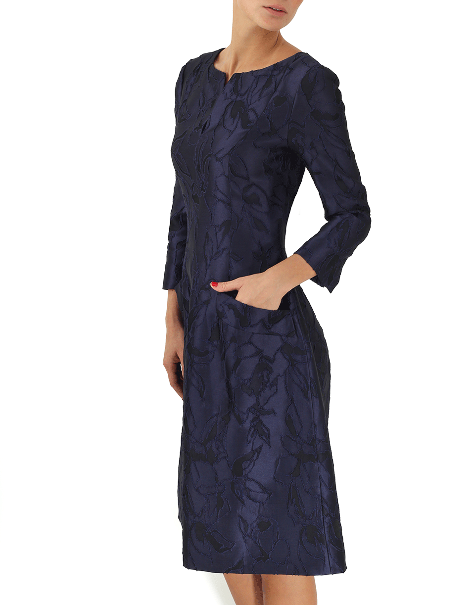 OSCAR DE LA RENTA-Split Neck Dress-