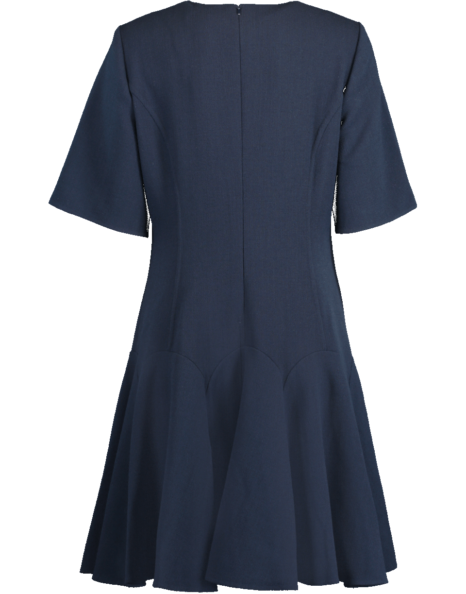 OSCAR DE LA RENTA-Flounce Hem Shift Dress-NAVY