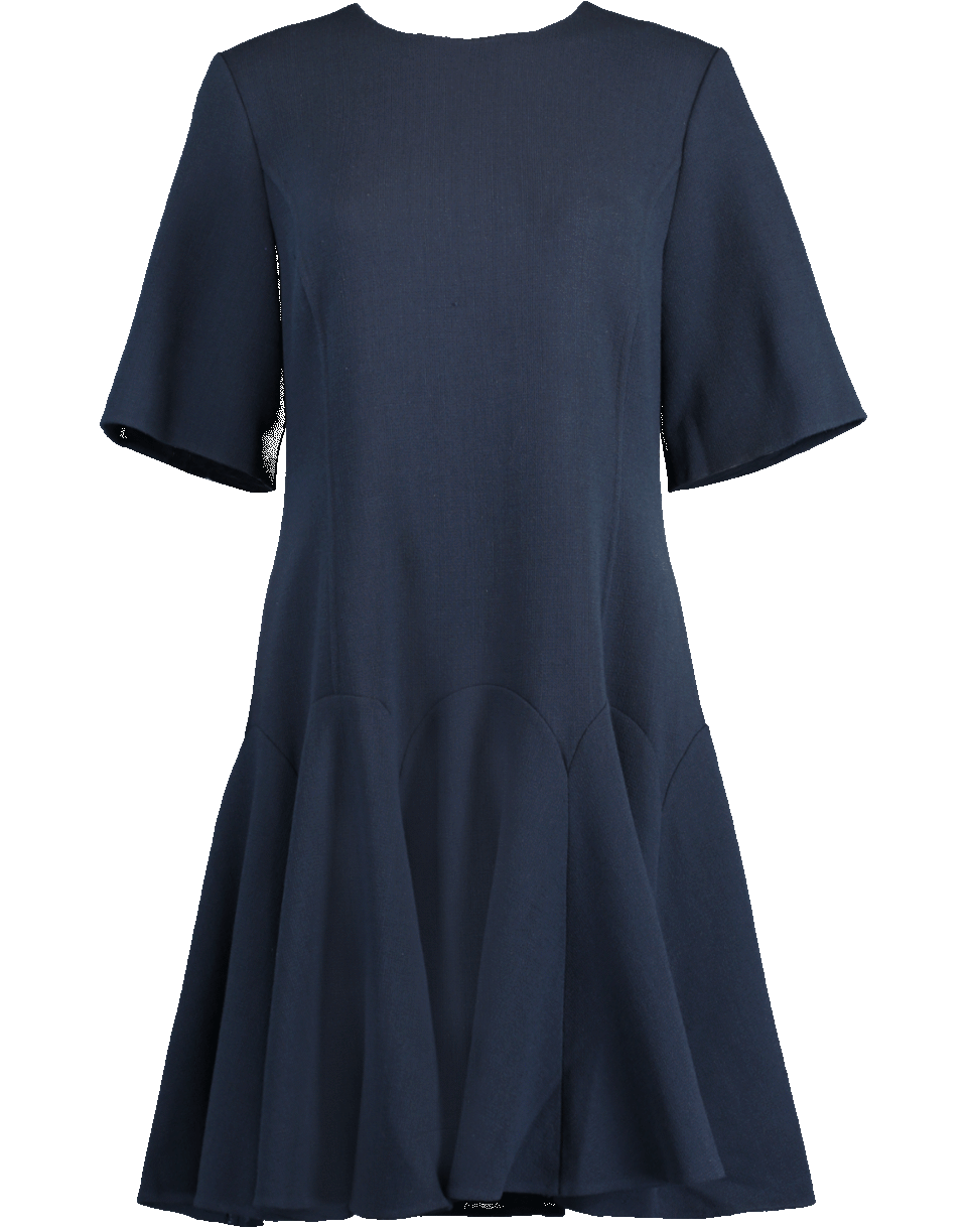 OSCAR DE LA RENTA-Flounce Hem Shift Dress-NAVY