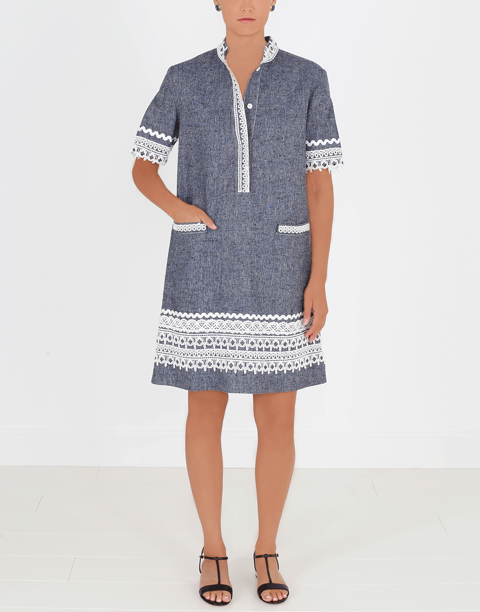 OSCAR DE LA RENTA-Mandarin Collar Shirt Dress-