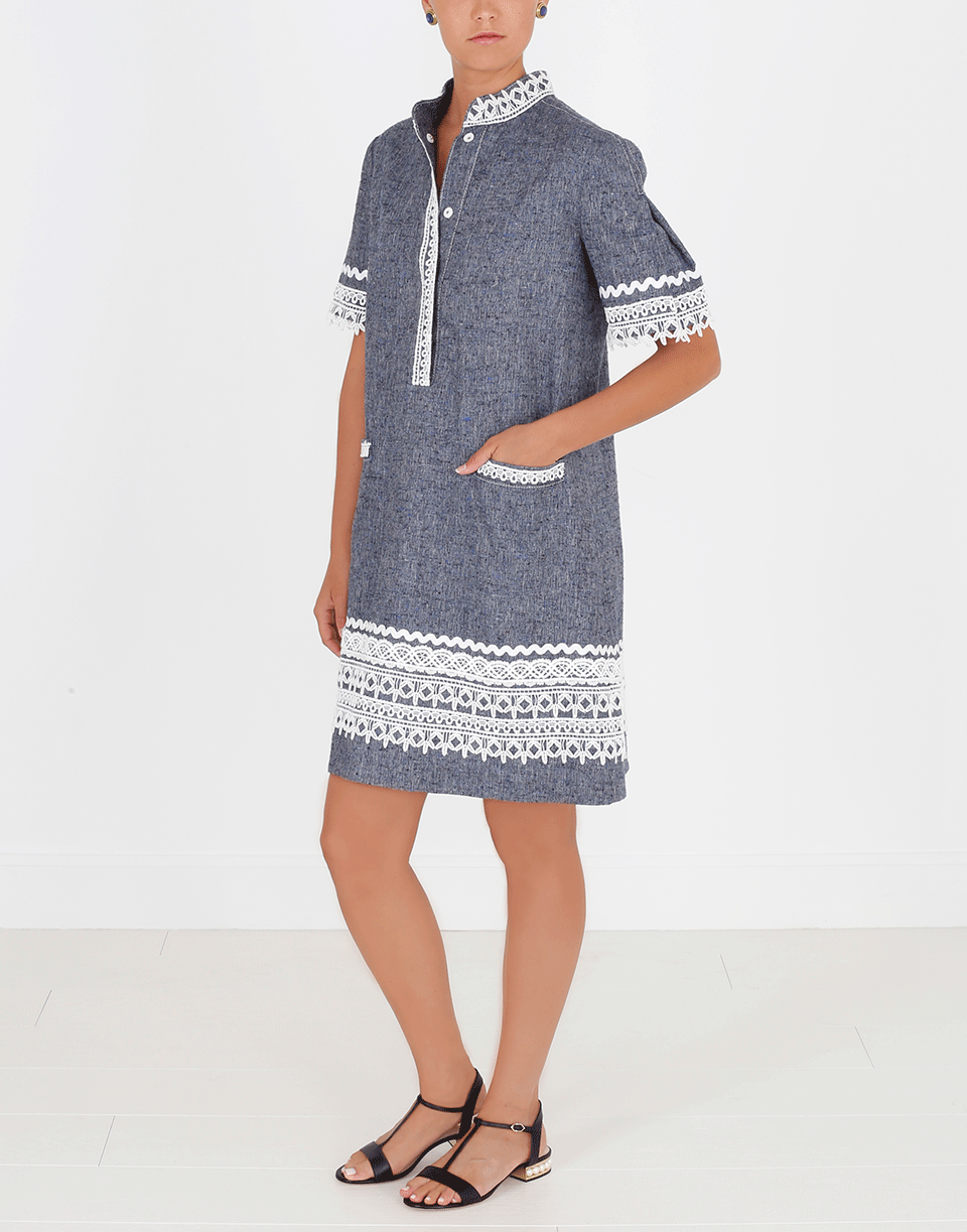 OSCAR DE LA RENTA-Mandarin Collar Shirt Dress-