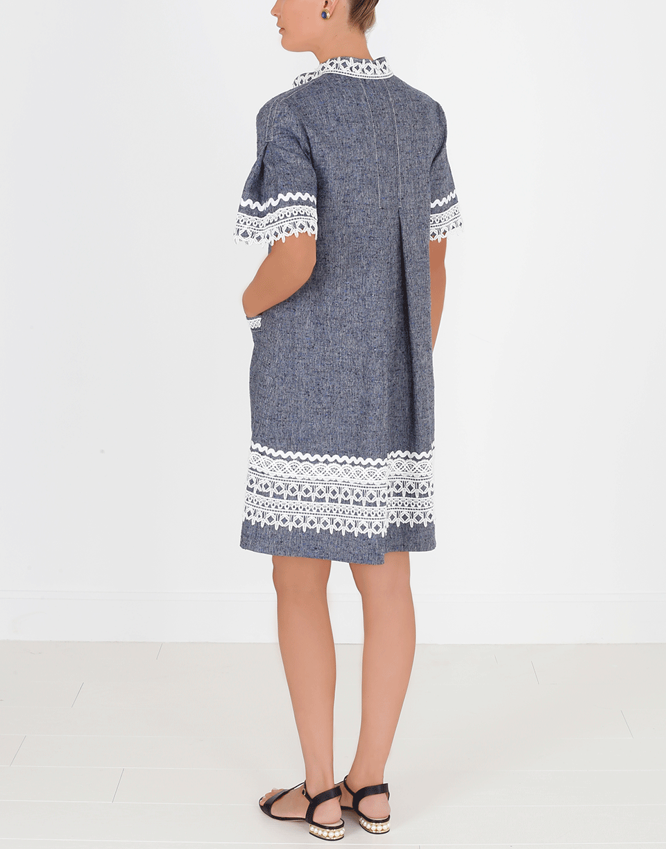 OSCAR DE LA RENTA-Mandarin Collar Shirt Dress-