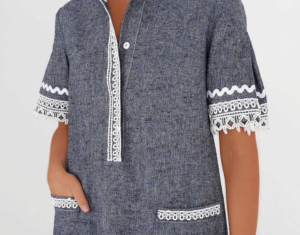 OSCAR DE LA RENTA-Mandarin Collar Shirt Dress-