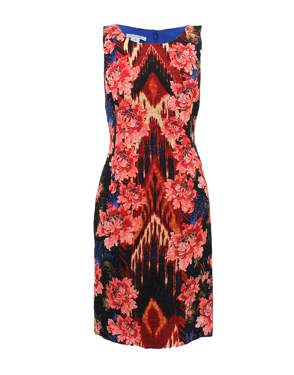 OSCAR DE LA RENTA-Sleeveless Jewel Neck Pencil Dress-