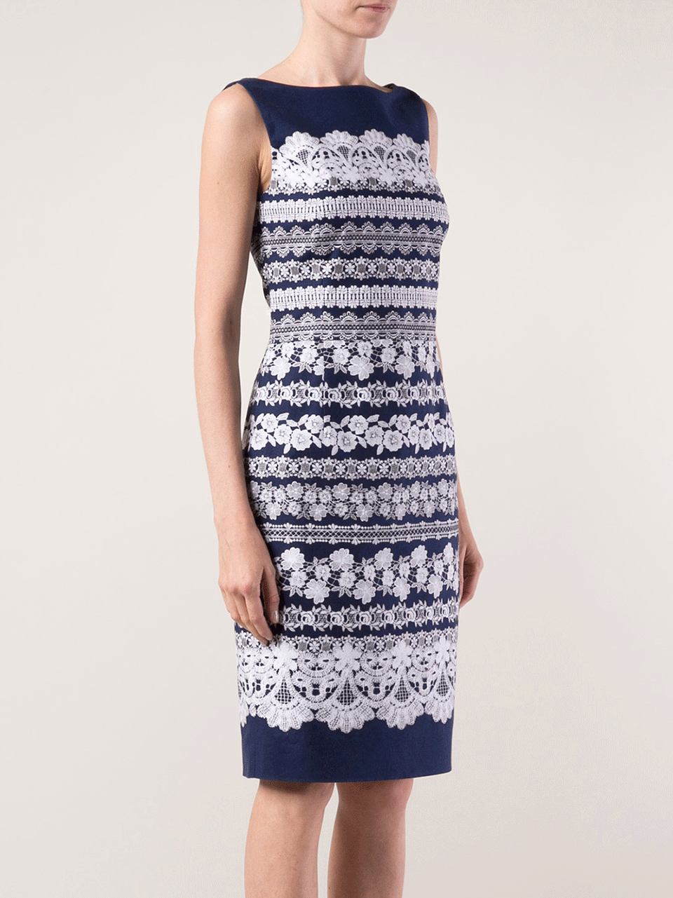 OSCAR DE LA RENTA-Bateau Neck Slim Fit Dress-