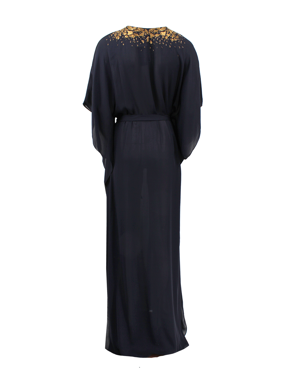 OSCAR DE LA RENTA-Long Embroidered Caftan-NAVY