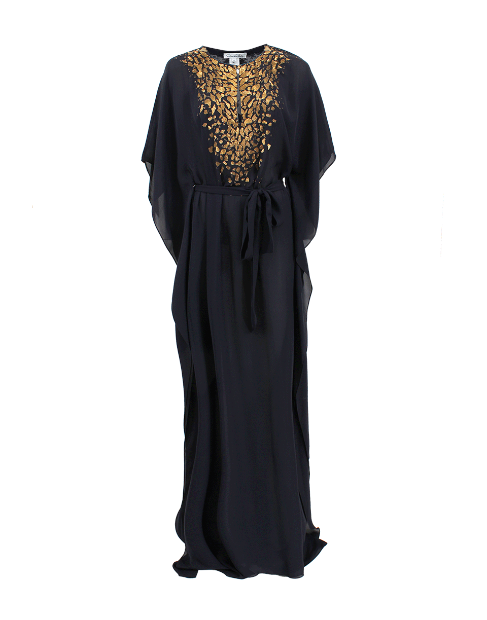 OSCAR DE LA RENTA-Long Embroidered Caftan-NAVY